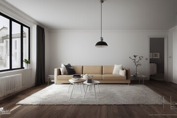 Fototapeta na wymiar Modern living room. Luxurious apartment background with contemporary design. Modern interior design. Generative AI