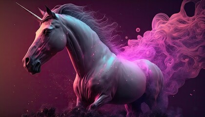 Obraz na płótnie Canvas Cool, Epic, Artistic, Beautiful, and Unique Illustration of Unicorn Animal Cinematic Adventure: Abstract 3D Wallpaper Background with Majestic Wildlife and Futuristic Design (generative AI)