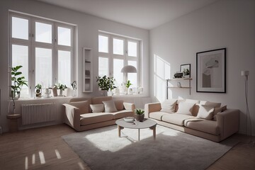 Modern living room. Luxurious apartment background with contemporary design. Modern interior design.Generative AI