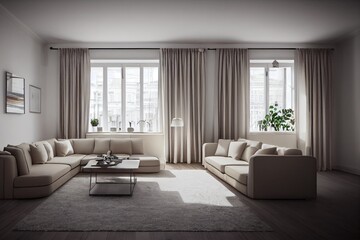 Fototapeta premium Modern living room. Luxurious apartment background with contemporary design. Modern interior design.Generative AI