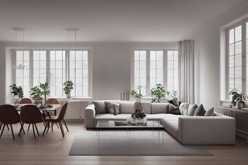 Fototapeta premium Modern living room. Luxurious apartment background with contemporary design. Modern interior design.Generative AI