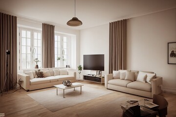 Fototapeta premium Modern living room. Luxurious apartment background with contemporary design. Modern interior design.Generative AI