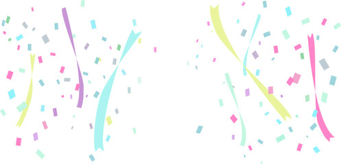 カラフルな紙吹雪とリボンの背景イラスト