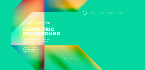 Triangles with fluid gradients, abstract landing page background. Minimal shapes composition for wallpaper, banner, background, leaflet, catalog, cover, flyer