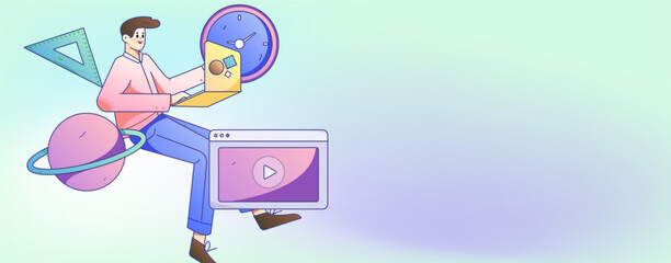 Education learning people flat vector concept hand drawn illustration
