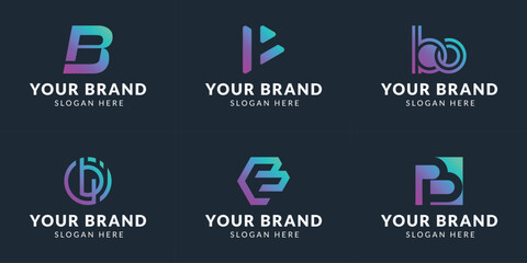 Set bundle monogram logo design collection initial letter B with unique modern concept