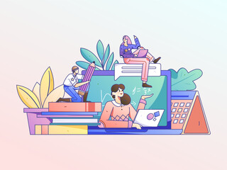 Education learning people flat vector concept hand drawn illustration
