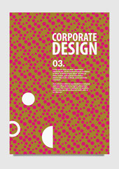 Abstract vector cover template using green and red color and halftone dots. Cover with pattern decoration. Suitable for annual report, magazine, catalog, template, book, and document.