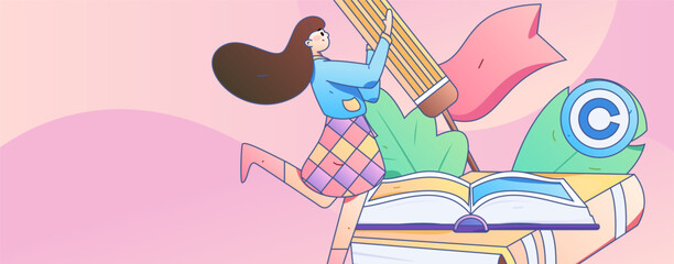 Education learning people flat vector concept hand drawn illustration
