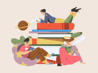 Education learning people flat vector concept hand drawn illustration
