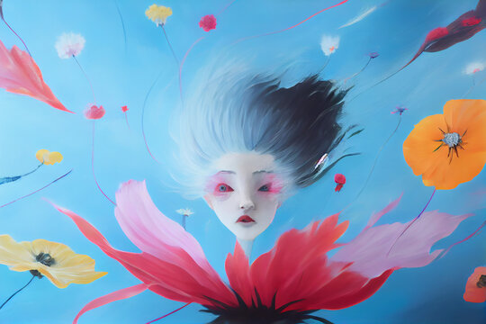  portrait of flower fairy generative ai