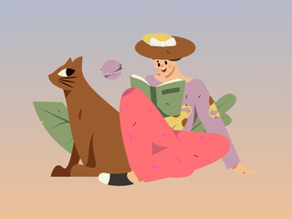 Education learning people flat vector concept hand drawn illustration
