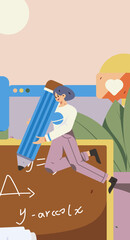 Education learning people flat vector concept hand drawn illustration
