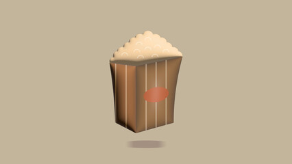 Illustration of 3D Pop Corn. Suitable for culinary, food and beverages product. 