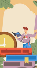 Education learning people flat vector concept hand drawn illustration
