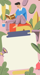 Education learning people flat vector concept hand drawn illustration
