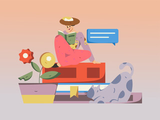 Education learning people flat vector concept hand drawn illustration
