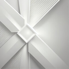 White geometric abstract scene in elegant futuristic geometric style with simple lines and corners background