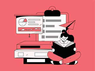 Education learning people flat vector concept hand drawn illustration
