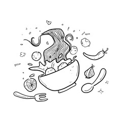 doodle illustration in white background