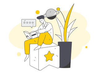 Education learning people flat vector concept hand drawn illustration
