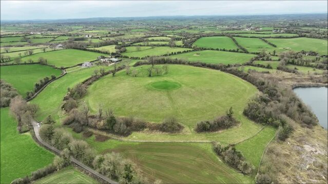 Aerial view of ancient Irish Fort in Co Armagh - Navan Fort