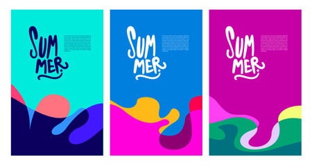 Vector Colorful Fluid and Liquid Summer Brochure Background Template