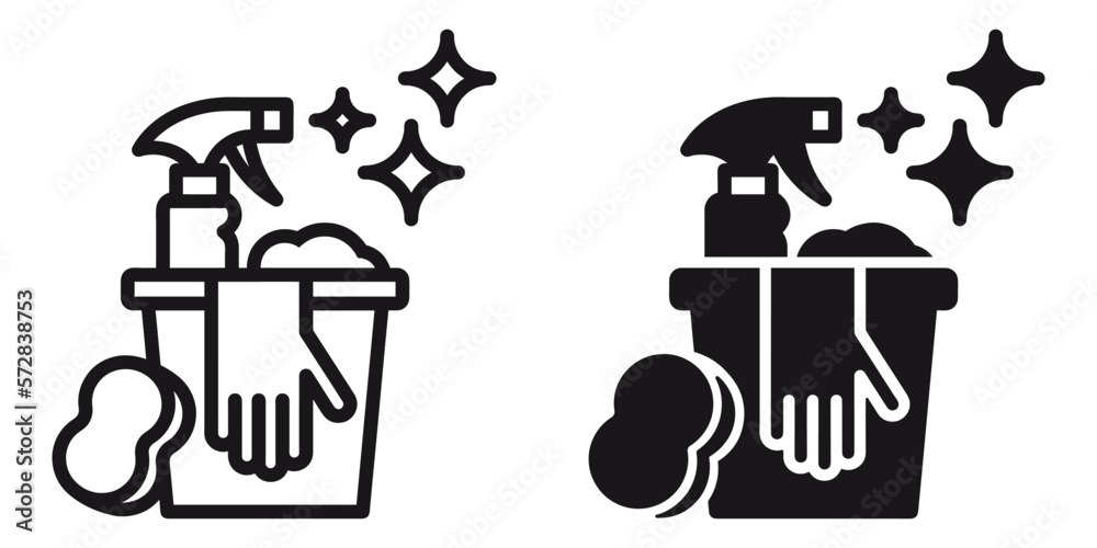 Fototapete ofvs324 outlinefilledvectorsign ofvs - cleaning vector icon . bucket with cleaning items and foam . 