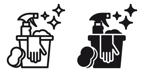 ofvs324 OutlineFilledVectorSign ofvs - cleaning vector icon . bucket with cleaning items and foam . sign . isolated transparent . black outline and filled version . AI 10 / EPS 10 / PNG . g11664