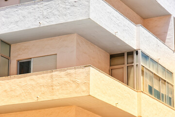 Low angle view of modern condo building in Armacao de Pera