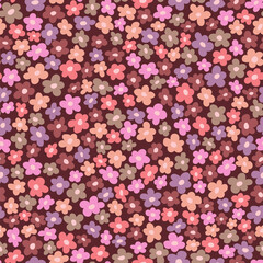 floral seamless pattern. red shades. repetitive background. simple flowers. vector illustration. fabric swatch. wrapping paper. continuous design template for textile, home decor, apparel, linen