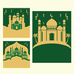 illustration of islamic mosque background with chandelier