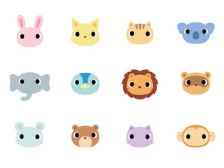 可愛い動物の顔　アイコンセット