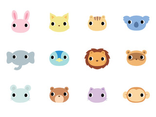 左を見てる動物の顔　アイコンセット