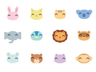 笑顔の動物の顔　アイコンセット