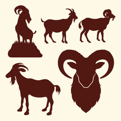 set of animals goat