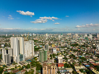 Manila is the capital of the Philippines with modern buildings and skyscrapers.