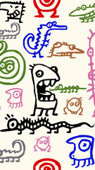 hand drawn funny monsters
