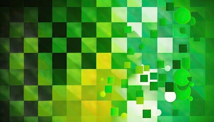 Saint Patrick's Day Geometric Shapes with Grid patterns and Vibrant color palette : A Beautiful Unique Colorful and Bold 3D Rendering Wallpaper Template for Celebration (generative AI)