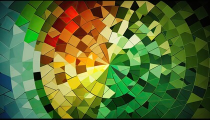 Obraz premium Saint Patrick's Day Geometric Shapes with Mosaic patterns and Bright color palette : A Beautiful Unique Colorful and Bold 3D Rendering Wallpaper Template for Celebration (generative AI)