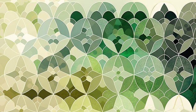 Fototapeta Saint Patrick's Day Geometric Shapes with Mosaic patterns and Muted color palette : A Beautiful Unique Colorful and Bold 3D Rendering Wallpaper Template for Celebration (generative AI)