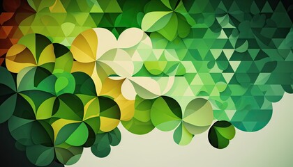 Saint Patrick's Day Geometric Shapes with Repeating shapes and Bold color palette : A Beautiful Unique Colorful and Bold 3D Rendering Wallpaper Template for Celebration (generative AI)