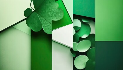Saint Patrick's Day Geometric Shapes with Simple and Clean Abstract and Calm color palette : A Beautiful Unique Colorful and Bold 3D Rendering Wallpaper Template for Celebration (generative AI)