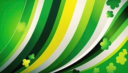 Saint Patrick's Day Geometric Shapes with Striped designs and Bold color palette : A Beautiful Unique Colorful and Bold 3D Rendering Wallpaper Template for Celebration (generative AI)