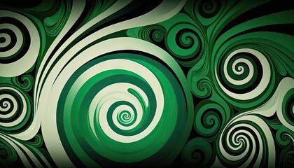 Fototapeta na wymiar Saint Patrick's Day Geometric Shapes with Swirl designs and Bold color palette : A Beautiful Unique Colorful and Bold 3D Rendering Wallpaper Template for Celebration (generative AI)