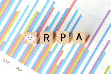ロボットとRPAの文字が描かれた文字ブロック