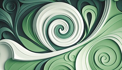 Saint Patrick's Day Geometric Shapes with Swirl designs and Calm color palette : A Beautiful Unique Colorful and Bold 3D Rendering Wallpaper Template for Celebration (generative AI)
