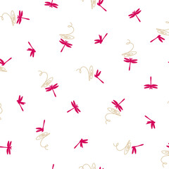 Simple silhouette dragonfly seamless pattern,
