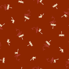 Simple silhouette dragonfly seamless pattern,