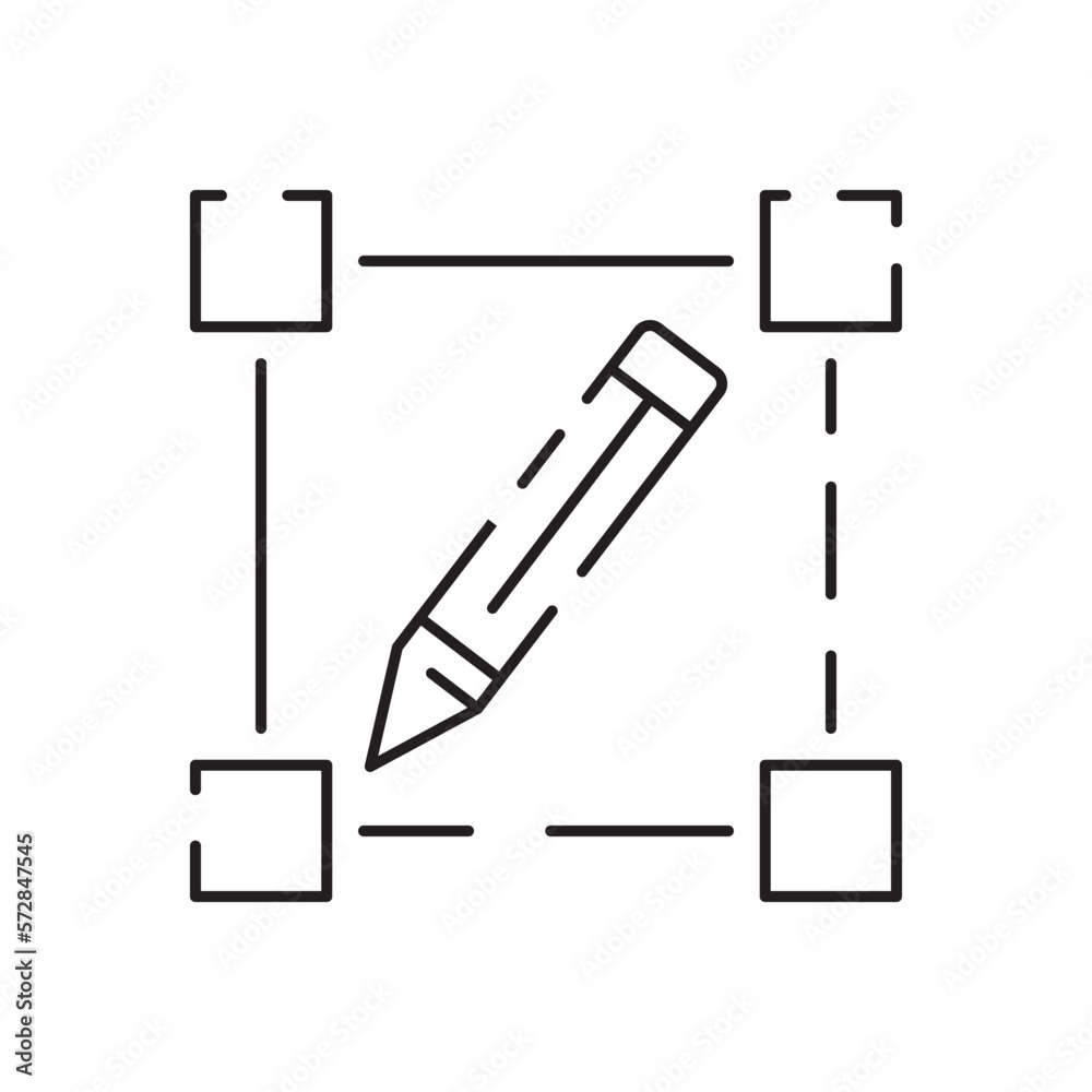 Wall mural artist line icon vector. digital artist and digital art tools sign. isolated contour symbol black il